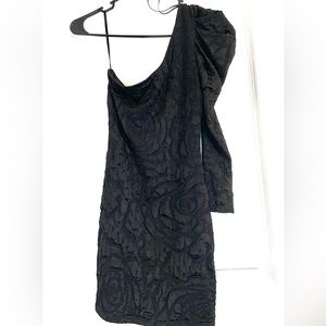 One sleeve little black dress
